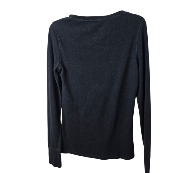 Aeropostale Stretch Black Waffle Knit Henley T Shirt Long Sleeve Y2K XL/TG - Picture 3 of 15